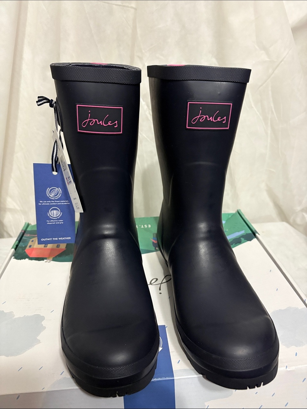 Joules Navy Rain Boots size US 10 NWT